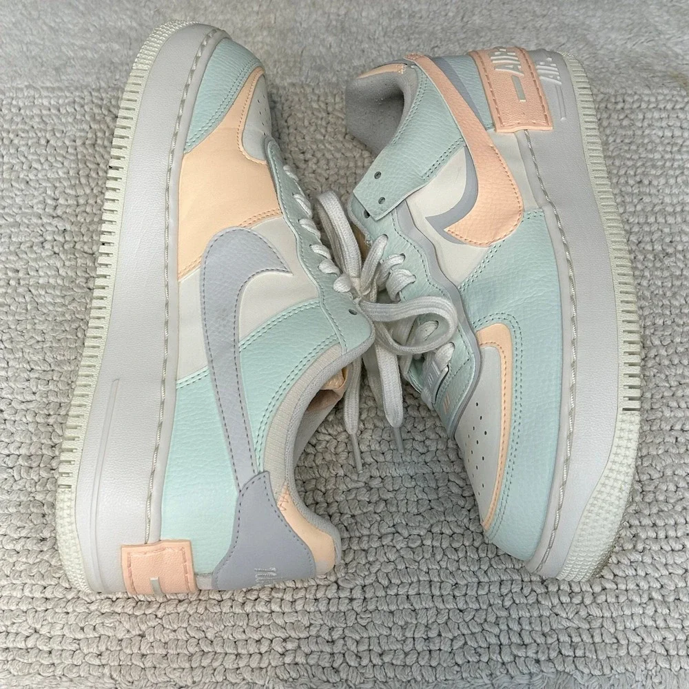 Nike Air Force 1 Shadow Sail Womens 9 Pastel Blue Pink Sneakers Streetwear Shoes